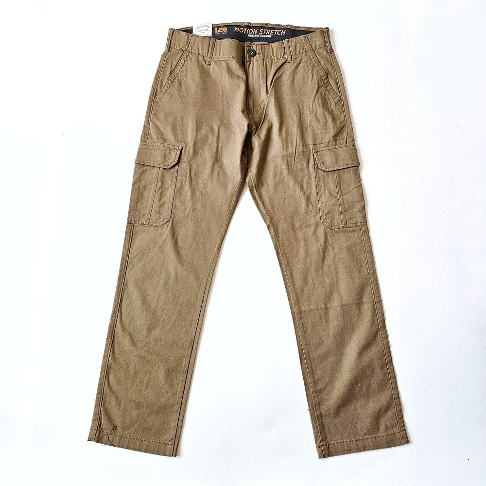 Lee Motion Stretch Cargo Pants Acorn Khaki Regular Fit Straight Leg 34x32 NWT